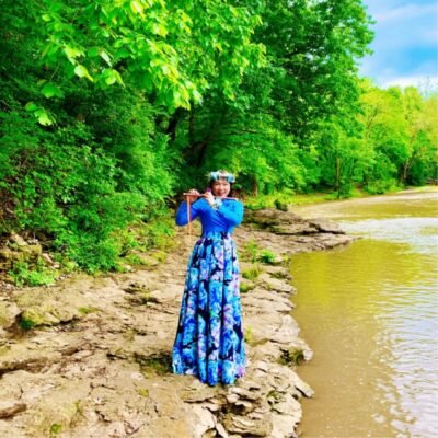Levi Sap Nei Thang blue dress river